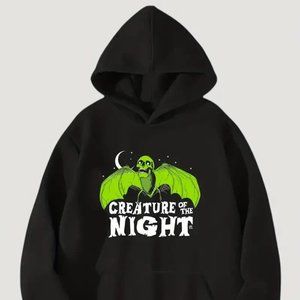 NEW Creature of the Night Halloween Bat Hoodie With Kangaroo Pocket, Unisex-M